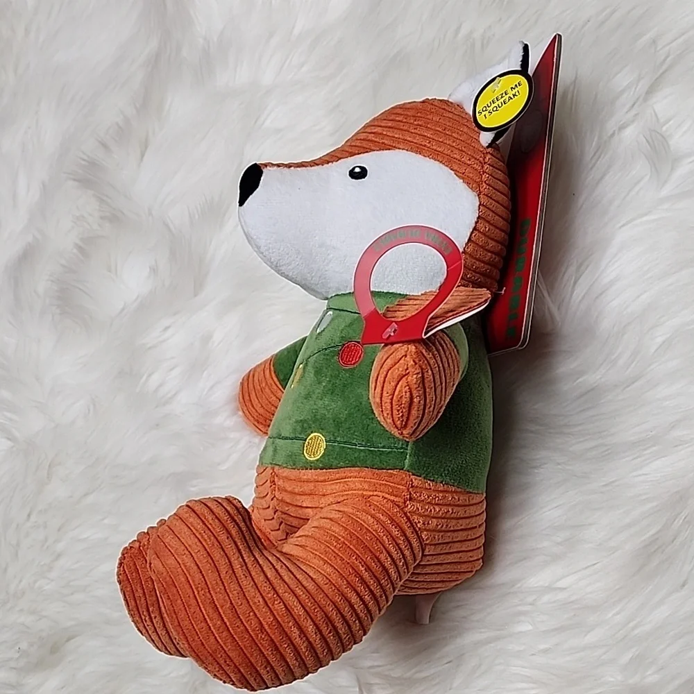 Tuff Toys Christmas Plush Fox Dog Toy with Squeaker - New with Tags